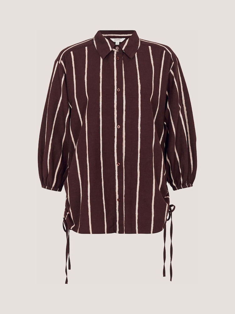 Monsoon Brown Callie Thorpe x Monsoon Stripe Linen Blend Shirt - Image 6 of 6 Monsoon Brown Callie Thorpe x Monsoon Stripe Linen Blend Shirt - Image 6 of 6