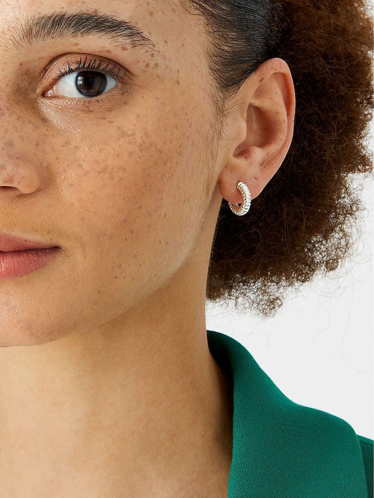 Accessorize Silver Tone Textured Hoop Earrings 6 Pack - Image 3 of 3