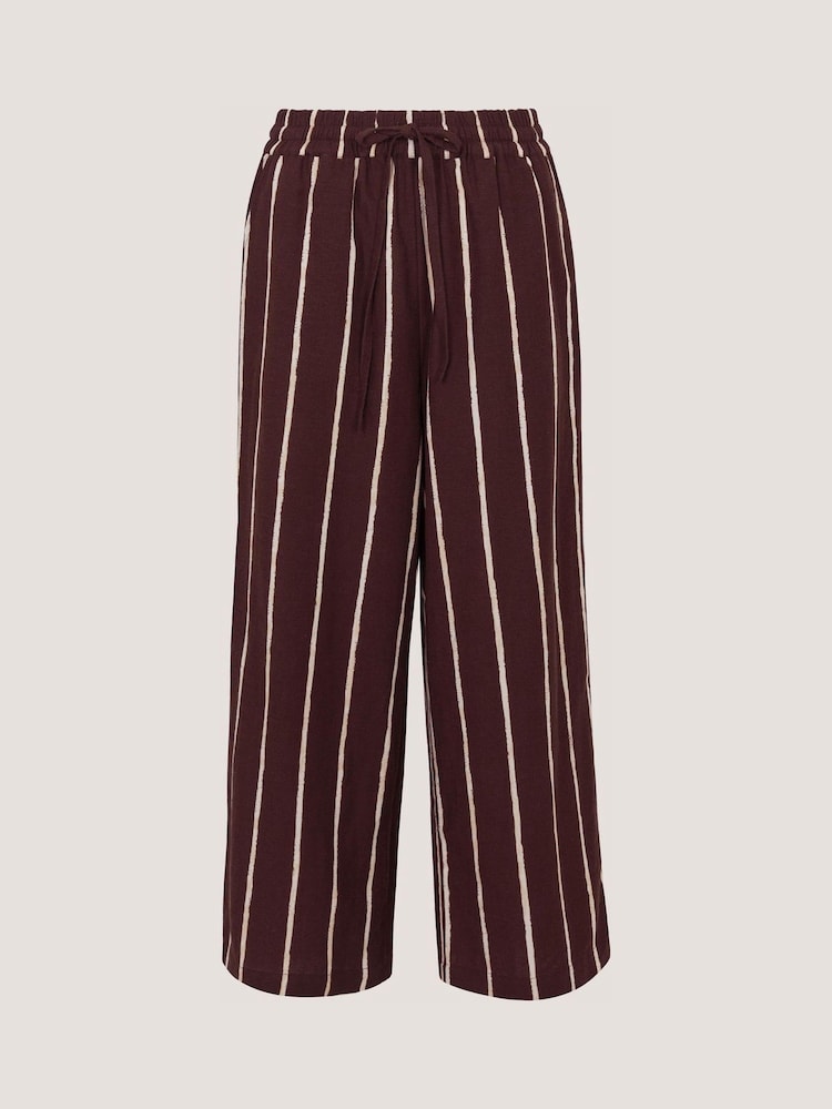 Monsoon Brown Callie Thorpe x Monsoon Stripe Linen Blend Wide Leg Trousers - Image 6 of 6 Monsoon Brown Callie Thorpe x Monsoon Stripe Linen Blend Wide Leg Trousers - Image 6 of 6