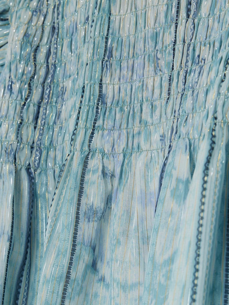 Metaliczna bluzka River Island z marszczonym karczkiem - Obraz 4 z 4