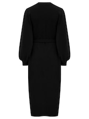 Pour Moi Black Elle Knit Midi Wrap Dress - Image 4 of 4
