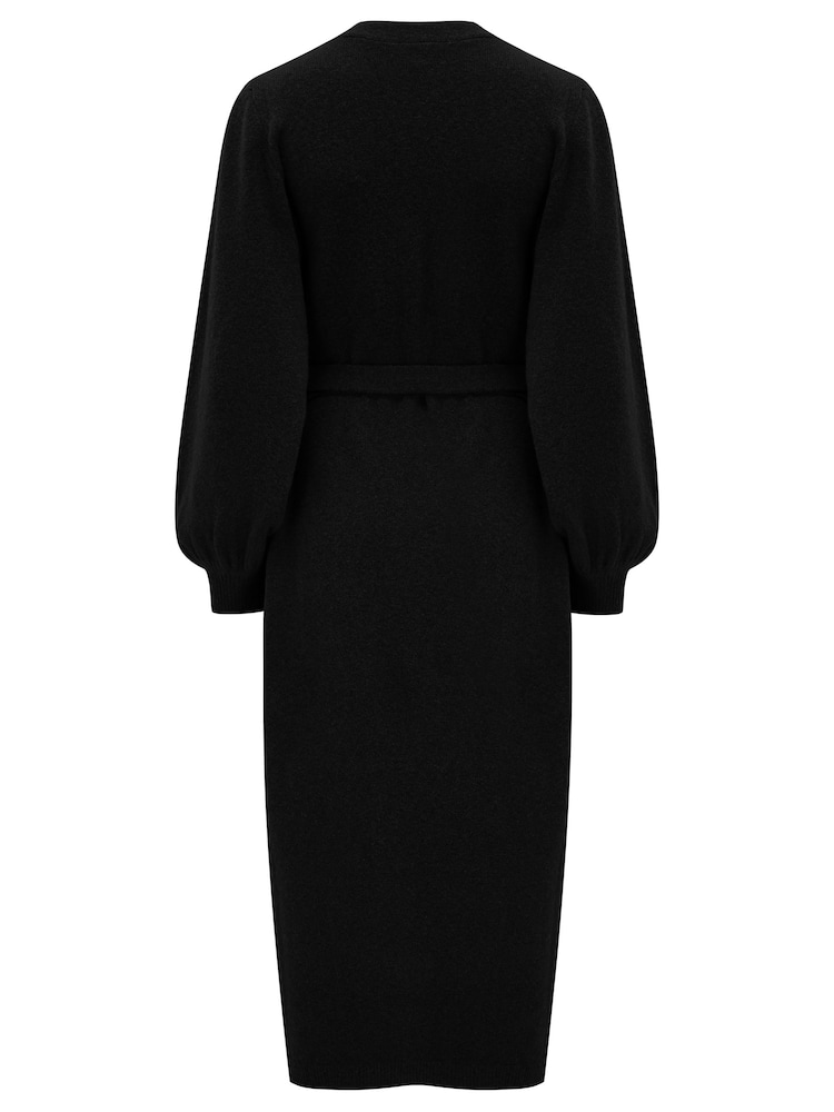 Pour Moi Black Elle Knit Midi Wrap Dress - Image 4 of 4