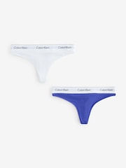 Calvin Klein White Icon Cotton Modal Thongs 2 Pack - Image 1 of 3