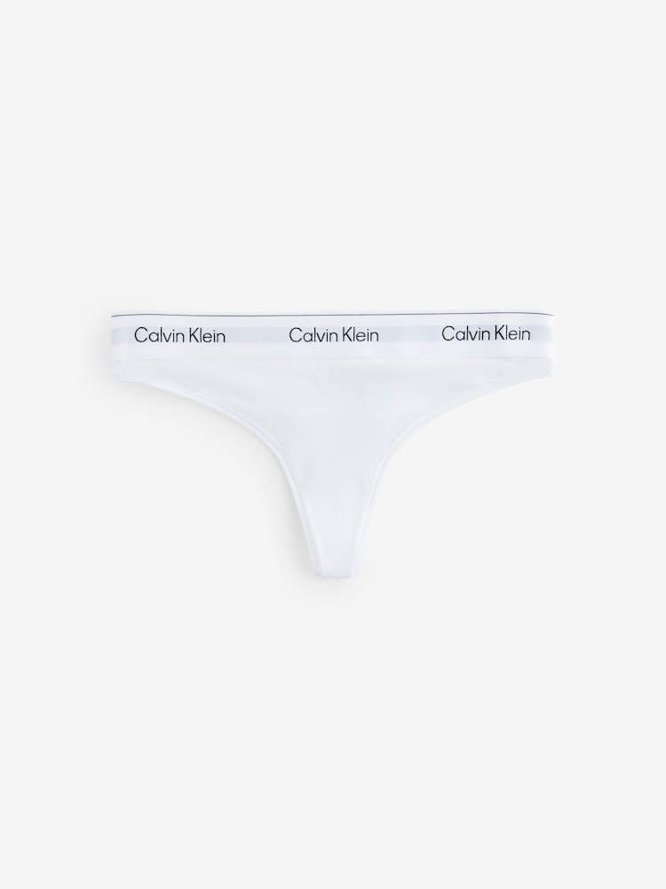 Calvin Klein White Icon Cotton Modal Thongs 2 Pack - Image 2 of 3 Calvin Klein White Icon Cotton Modal Thongs 2 Pack - Image 2 of 3