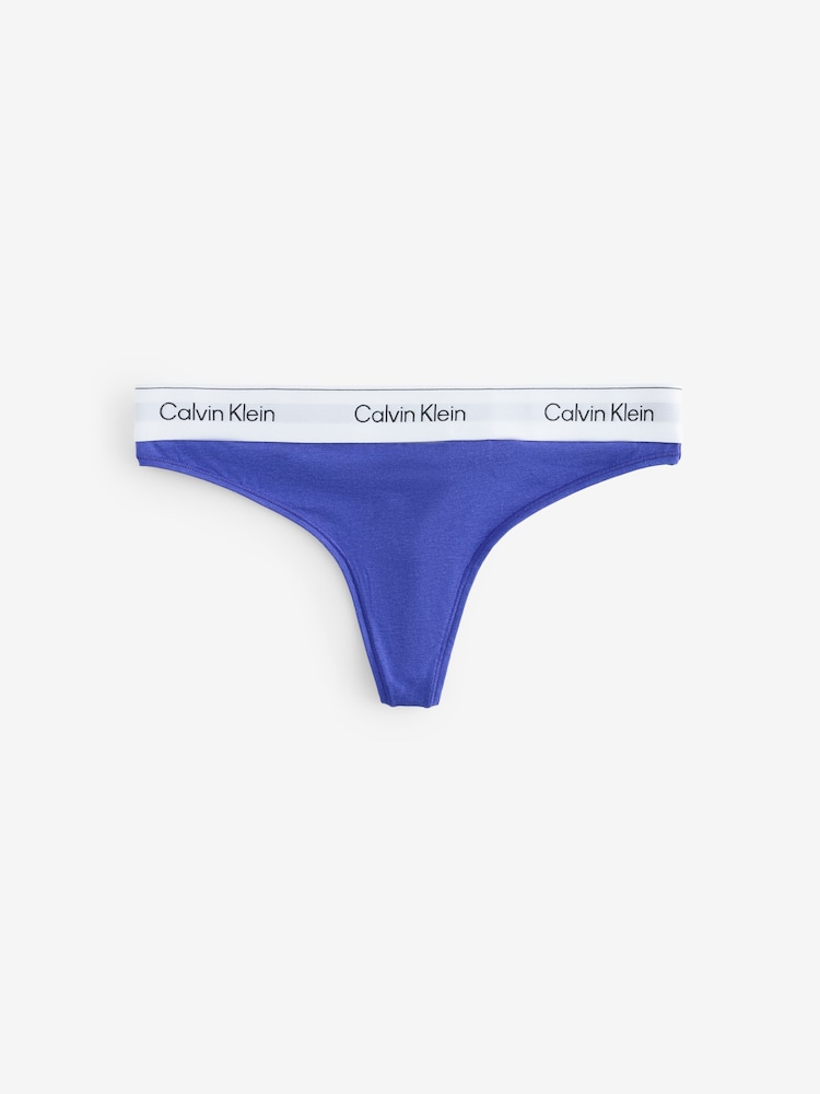 Calvin Klein White Icon Cotton Modal Thongs 2 Pack - Image 3 of 3 Calvin Klein White Icon Cotton Modal Thongs 2 Pack - Image 3 of 3