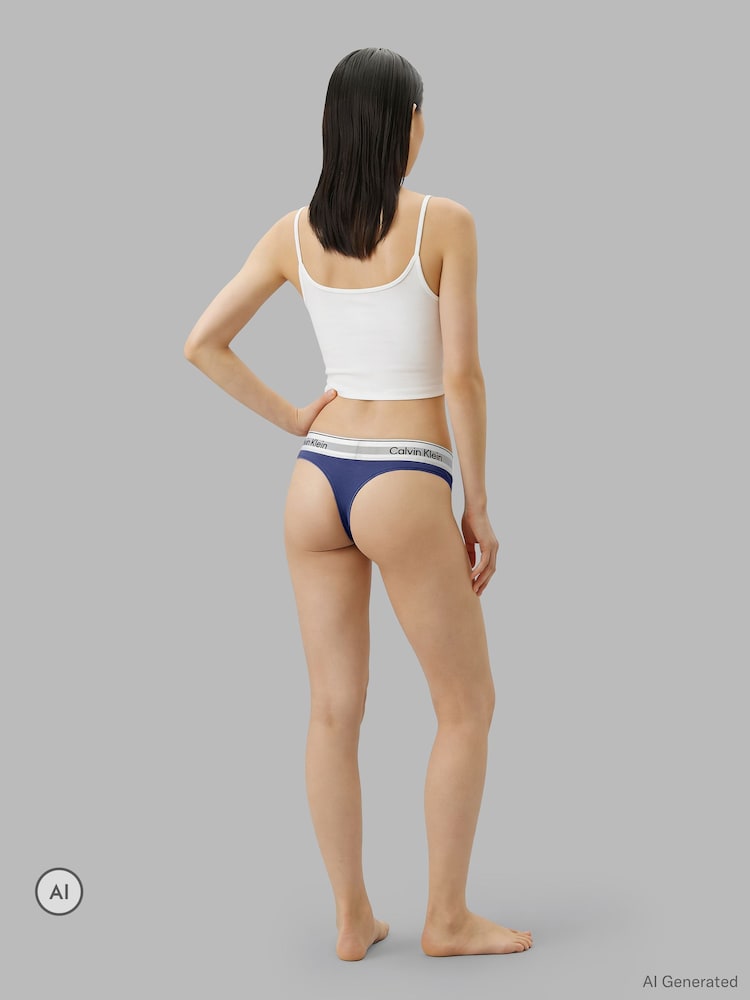 Calvin Klein White Icon Cotton Modal Thongs 2 Pack - Image 4 of 4
