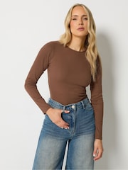 Long Tall Sally Brown & Grey Long Sleeve Ribbed Bodysuits 2 Pack - Image 2 of 9