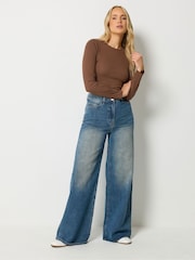 Long Tall Sally Brown & Grey Long Sleeve Ribbed Bodysuits 2 Pack - Image 3 of 9