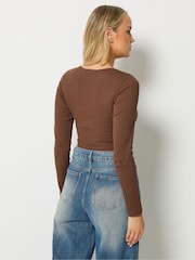 Long Tall Sally Brown & Grey Long Sleeve Ribbed Bodysuits 2 Pack - Image 5 of 9