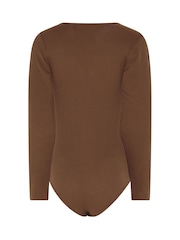 Long Tall Sally Brown & Grey Long Sleeve Ribbed Bodysuits 2 Pack - Image 7 of 9