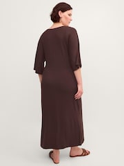 Monsoon Brown Callie Thorpe Jersey Midi Wrap Dress - Image 2 of 4