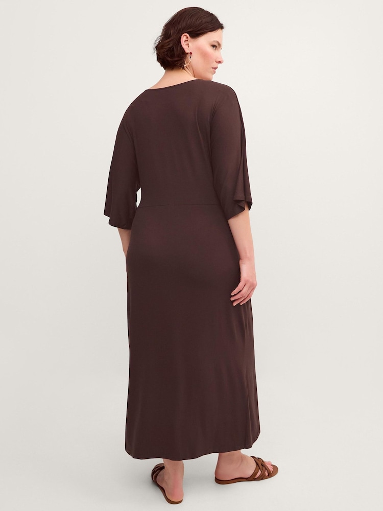Monsoon Brown Callie Thorpe Jersey Midi Wrap Dress - Image 2 of 4 Monsoon Brown Callie Thorpe Jersey Midi Wrap Dress - Image 2 of 4