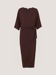 Monsoon Brown Callie Thorpe Jersey Midi Wrap Dress - Image 4 of 4