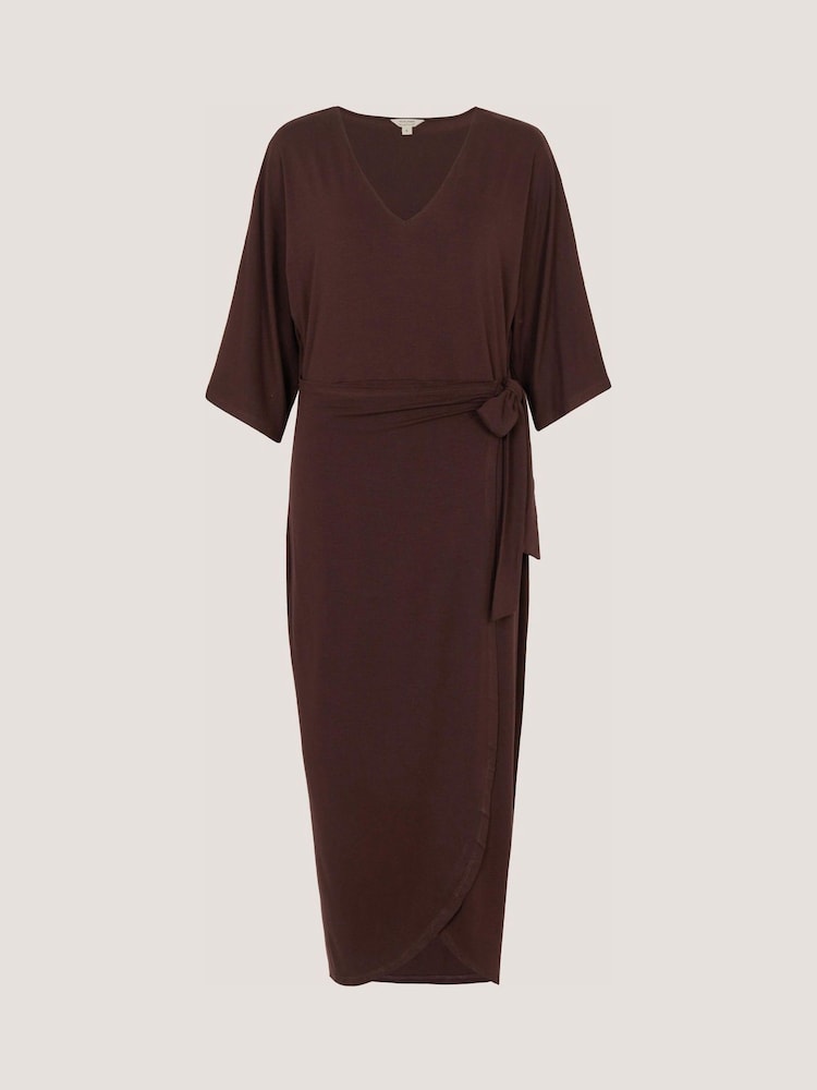 Monsoon Brown Callie Thorpe Jersey Midi Wrap Dress - Image 4 of 4 Monsoon Brown Callie Thorpe Jersey Midi Wrap Dress - Image 4 of 4