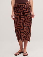 Sarong suknja Monsoon Callie Thorpe k Vave Print od lanene mešavine - Slika 1 od 6
