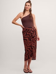 Sarong suknja Monsoon Callie Thorpe k Vave Print od lanene mešavine - Slika 3 od 6