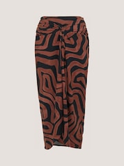 Sarong suknja Monsoon Callie Thorpe k Vave Print od lanene mešavine - Slika 5 od 6