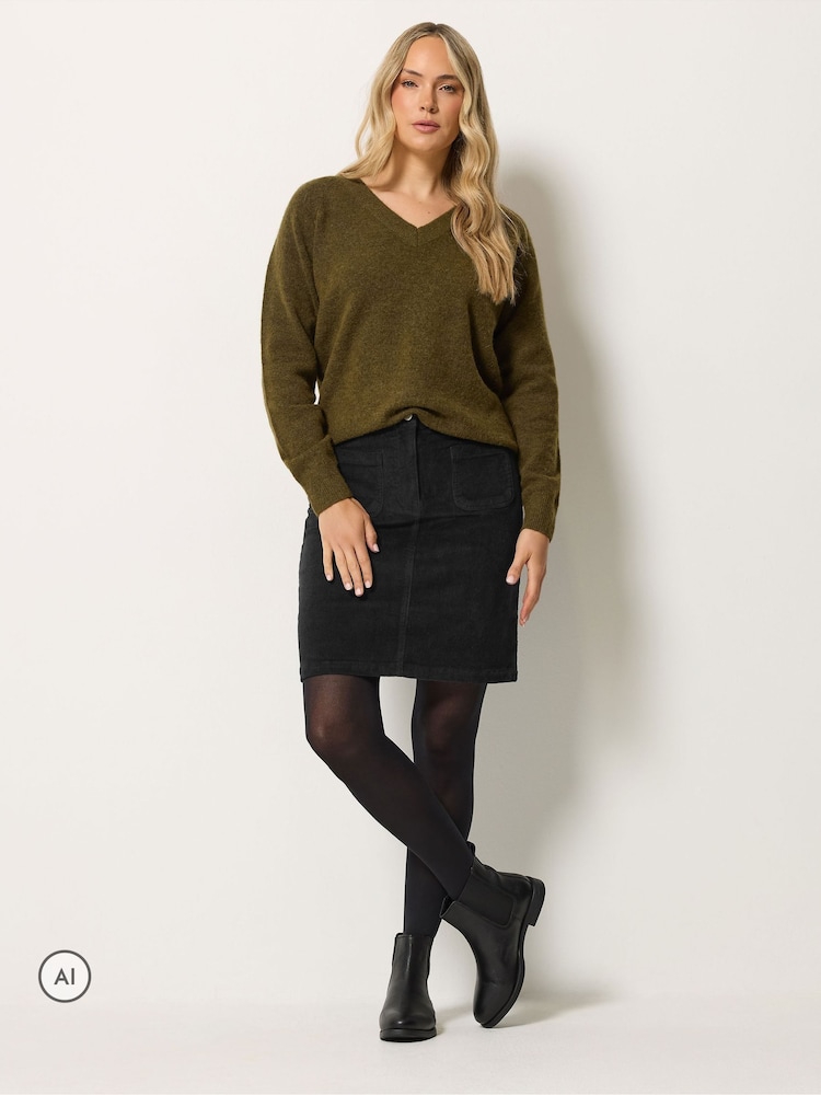 Long Tall Sally Black Cord Cotton Mini Skirt - Image 1 of 6