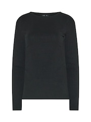 Long Tall Sally Black Ribbed Boat Neck Top - Image 5 of 6