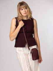 Conkca Purple 'Raven' Leather Cross-Body Phone Bag - Image 2 of 7