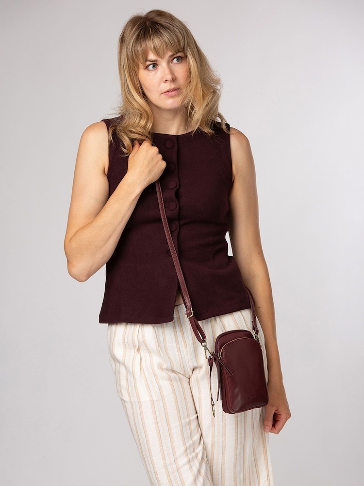 Conkca Purple 'Raven' Leather Cross-Body Phone Bag - Image 2 of 7