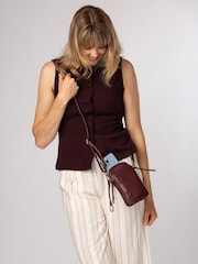 Conkca Purple 'Raven' Leather Cross-Body Phone Bag - Image 3 of 7