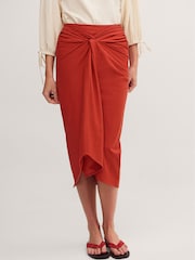 Monsoon Orange Callie Thorpe x Linen Blend Sarong Skirt - Image 1 of 8