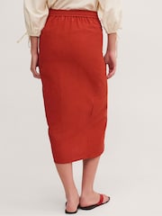 Monsoon Orange Callie Thorpe x Linen Blend Sarong Skirt - Image 2 of 8
