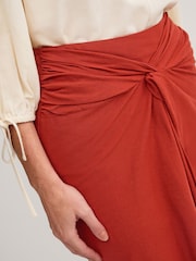 Monsoon Orange Callie Thorpe x Linen Blend Sarong Skirt - Image 6 of 8