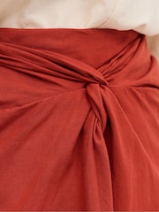 Monsoon Orange Callie Thorpe x Linen Blend Sarong Skirt - Image 7 of 8