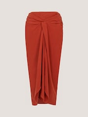 Monsoon Orange Callie Thorpe x Linen Blend Sarong Skirt - Image 8 of 8