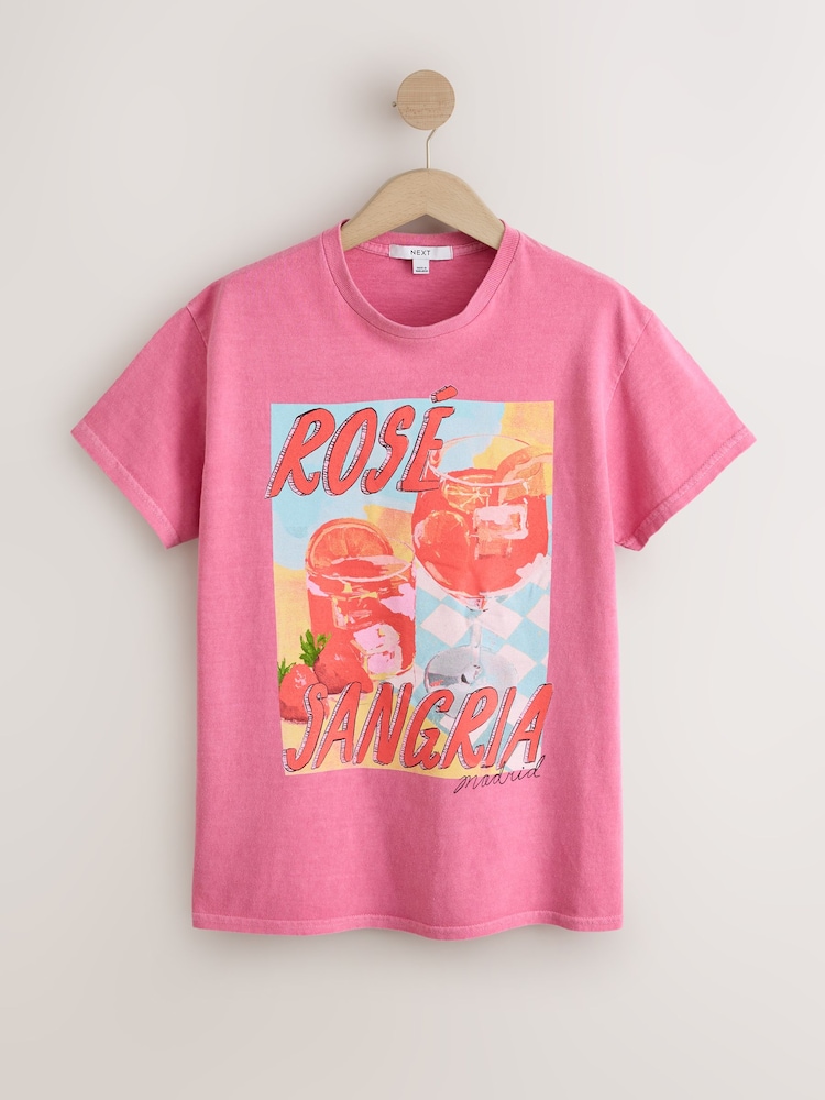 Pink Sangria Graphic Crew Neck T-Shirt - Image 1 of 3