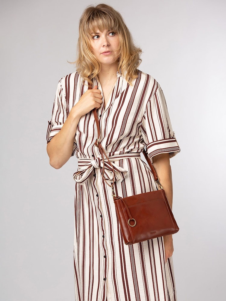 Conkca Brown 'Yew' Leather Cross-Body Bag - Image 1 of 6 Conkca Brown 'Yew' Leather Cross-Body Bag - Image 1 of 6