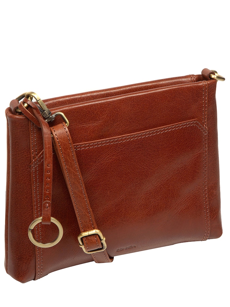 Conkca Brown 'Yew' Leather Cross-Body Bag - Image 6 of 6 Conkca Brown 'Yew' Leather Cross-Body Bag - Image 6 of 6