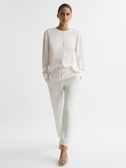 Reiss Cream Estella Trim Long Sleeve Blouse - Image 3 of 5
