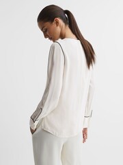 Reiss Cream Estella Trim Long Sleeve Blouse - Image 4 of 5