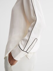 Reiss Cream Estella Trim Long Sleeve Blouse - Image 5 of 5