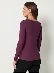 Berry Red & Ivory White - Long Tall Sally Rebraste Majice sa čamac izrezom 2 Paket - Slika 4 od 9