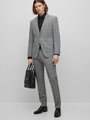 BOSS Silver Checked Slim Fit Jacket in Stretch Cloth - Image 2 of 6