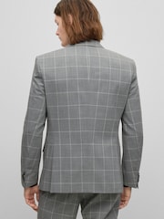 BOSS Silver Checked Slim Fit Jacket in Stretch Cloth - Image 3 of 6