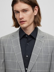 BOSS Silver Checked Slim Fit Jacket in Stretch Cloth - Image 5 of 6