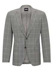 BOSS Silver Checked Slim Fit Jacket in Stretch Cloth - Image 6 of 6