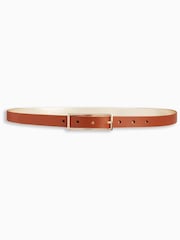 Tan/Gold Leather Reversible Jeans Belt - Image 1 of 5