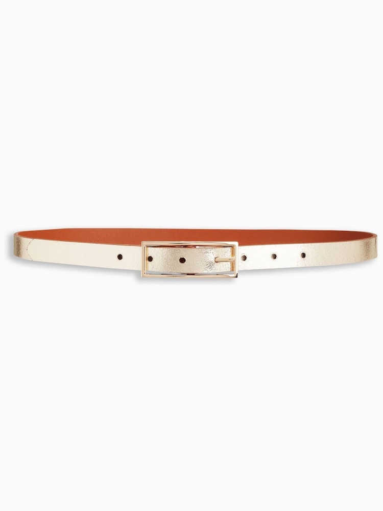 Tan/Gold Leather Reversible Jeans Belt - Image 2 of 5