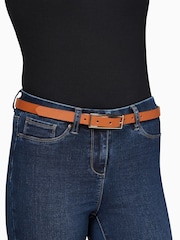 Tan/Gold Leather Reversible Jeans Belt - Image 4 of 5