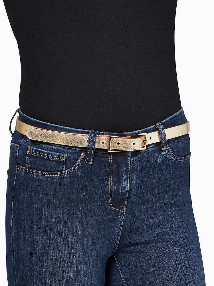 Tan/Gold Leather Reversible Jeans Belt - Image 5 of 5