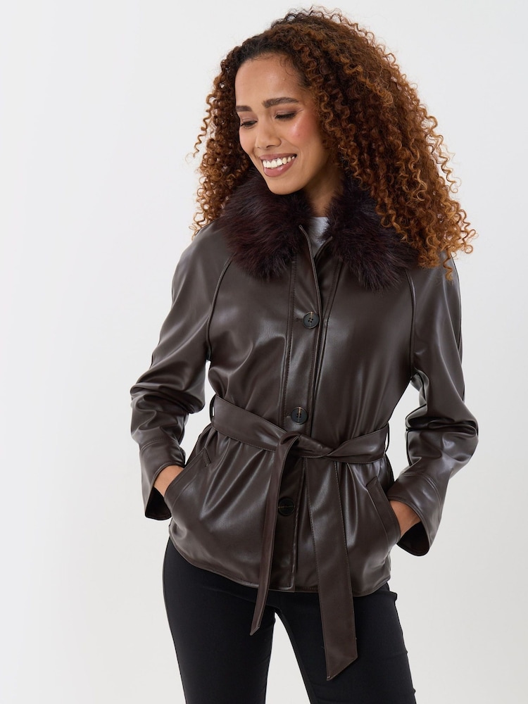 Threadbare Faux Fur Collar Shacket - Imagen 1 de 5