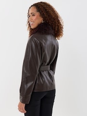 Threadbare Faux Fur Collar Shacket - Imagen 2 de 5