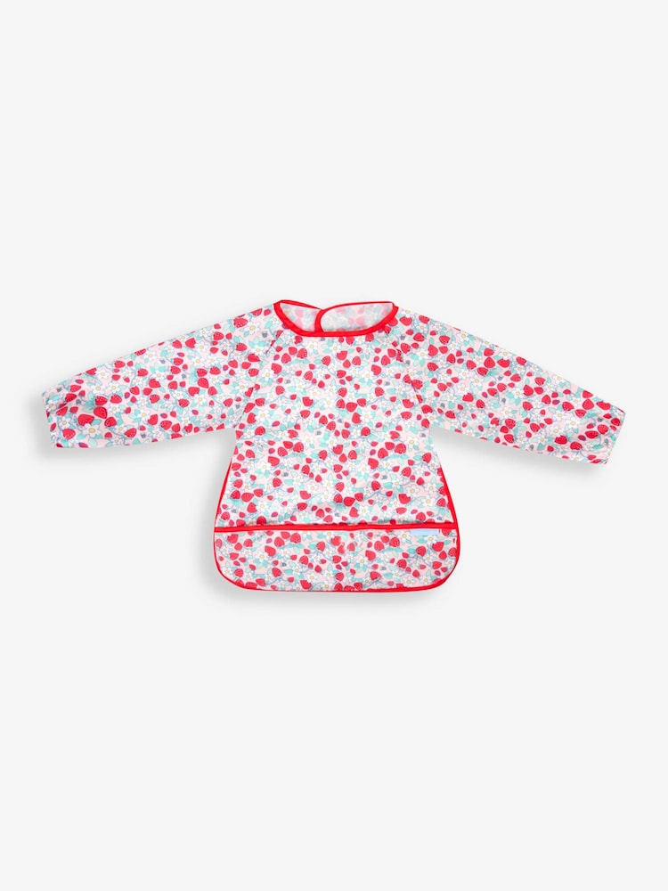 JoJo Maman Bébé Pink Strawberry Deluxe Sleeved Bib - Image 4 of 4