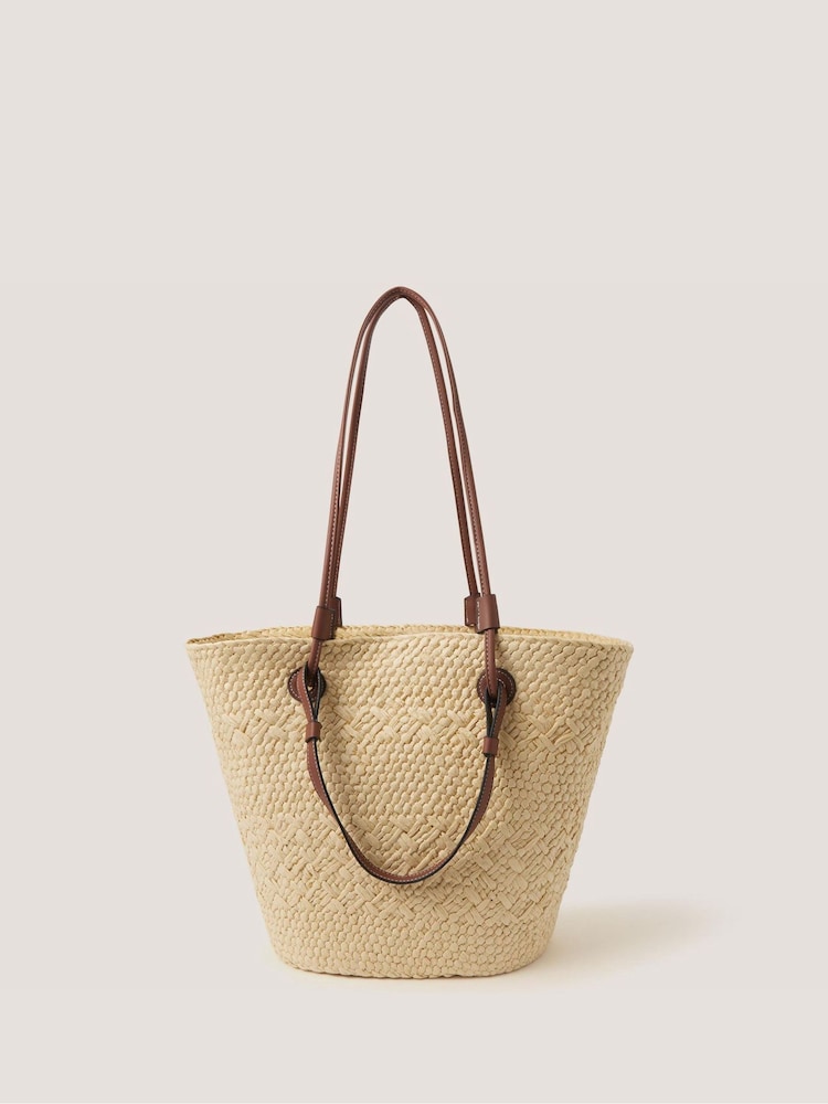 Monsoon Natural Callie Thorpe x Straw Tote Bag - Image 1 of 5 Monsoon Natural Callie Thorpe x Straw Tote Bag - Image 1 of 5